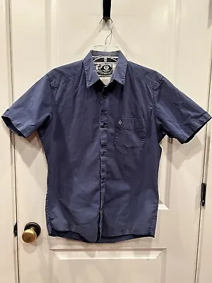 Volcom Classic Fit Short Navy Blue Sleeve Shirt Button Down Men Size Medium M • $9