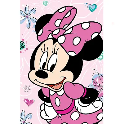 Minnie Mouse Flowers Blanket Girls Sofa Throw Soft Microflannel 100cm X 150cm • £13.99