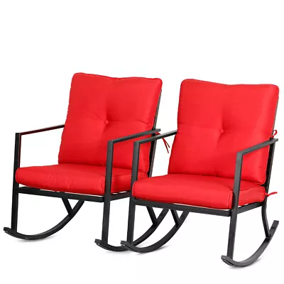 BALI OUTDOORS 2PCS Modern Outdoor Patio Rocking Chairs Furniture Thick Cushions • $159