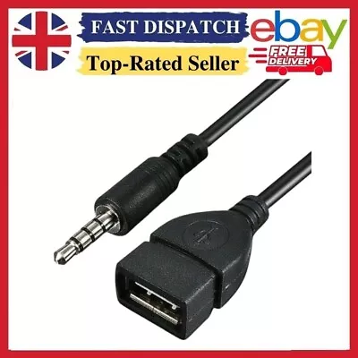 3.5mm Male AUX Audio Plug To USB 2.0 A Female Jack OTG Converter USB Adapter • £3.19