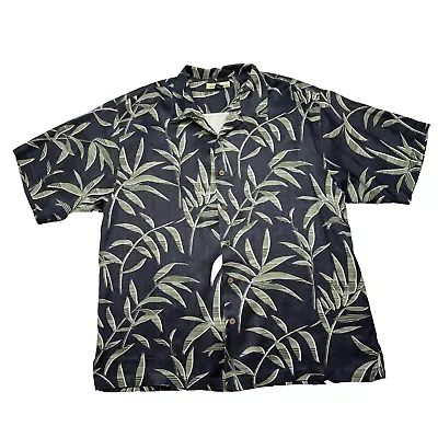 Tommy Bahama Camp Shirt Mens XL 100% Silk Floral Hawaiian Leaves Button Up • $22.86