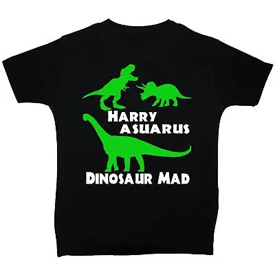 £9.49 • Buy Personalised Name-Asuarus Dinosaur Mad Baby, Children T-Shirt, Top T-Rex