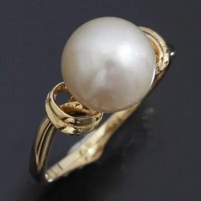 MIKIMOTO Pearl 9mm Ring Yellow Gold 18K US6 AUTHENTIC 4731A • $369