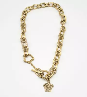 Versace Medusa Chunky Chain Statement Necklace With Toggle + Swarovski Crystals • $799.99