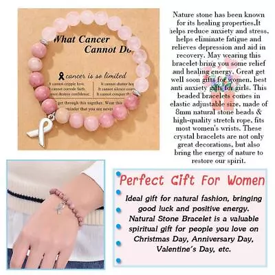 2024 Breast Cancer Awareness Jewelry Opal Beaded Bracelet Breast Pink U1X5 • $5.87