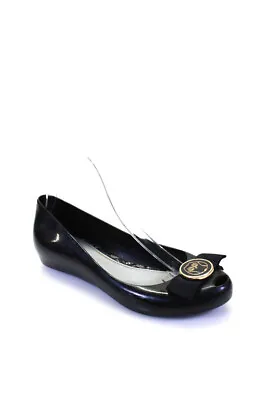 Melissa X Jason Wu Womens Peep Toe Grosgrain Owl Rubber Ballet Flats Black 7 • $42.69