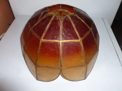Capiz Shell And Brass Lampshade-graduated Dark To Pale Amber • £11.80
