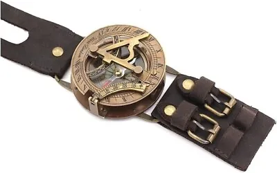 $34 • Buy Antique Steampunk Wrist Brass Compass & Sundial Watch Type Sundial Compass