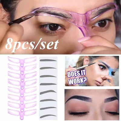 £3.23 • Buy 8PCS DIY  Eyebrow Shaper Makeup Template Eyebrow Grooming Shaping Stencil ^,)