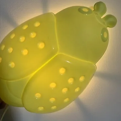 Ikea Ladybug Night Light SMILA BAGGE Children's Lime Green Bug Wall Lamp Working • £9.95