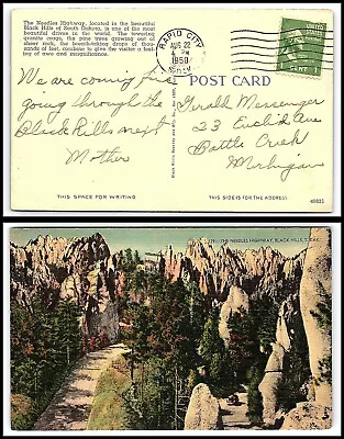 1950 US Postcard - Rapid City South Dakota To Battle Creek Michigan U15 • $2.99