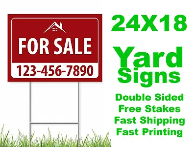 10 Pack - Custom Yard Signs-18x24-Full Color Design-Double Sided-with-Stakes • $98