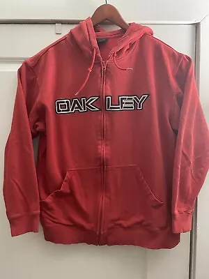 Vintage Oakley Full Zip Hoodie Size XL Mens Oakley Sweatshirt Red Y2K • $24.99