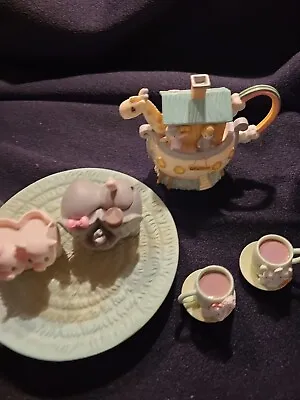 Precious Moments Noah's Ark Mini Tea Set 1996 Miniature Enesco Please Read  • $8.99