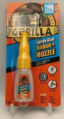 #Gorilla Glue SUPER GLUE With Brush & Nozzle Bonds Metal Ceramic Plastic 12g • £4.99