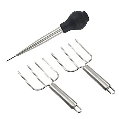 Thanksgiving Turkey Serving Set Stainless Steel Baster And Turkey Lifter Poultry • $14.73