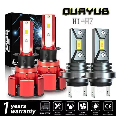 Combo H1 H7 LED Headlight Bulb Kit 120W 12000LM High Low Beam 6000K Xenon White • $34.99