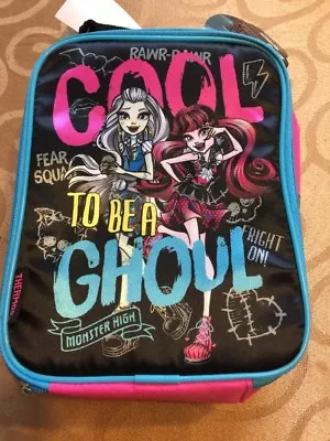 MONSTER HIGH DRACULAURA & FRANKIE STEIN PVC & Lead-Free Insulated Lunch Tote Box • $11.25