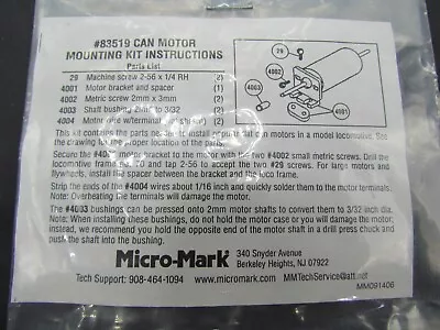 Micro-Mark Can Motor Mounting Kit #83519 • $9.99