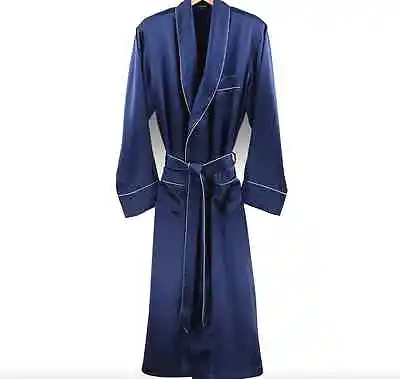 Jasmine Silk Pure Silk Men's Dressing Gown Navy • $149.35