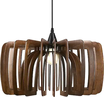 Farmhouse Pendant Light Wood Hanging Light Ceiling Chandelier Mid Century Moder • $77.21