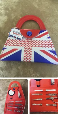 Manicure Set In Handbag Shaped Case Union Jack Design Travel Size Nice Gift New • £4.99