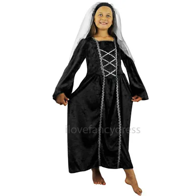 Tudor Princess Black Fancy Dress Costume Medieval Queen Childs Dress & Headpiece • £14.99