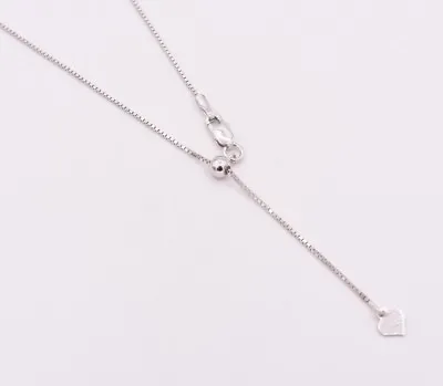 $22.26 • Buy 0.80mm Adjustable Box Chain Necklace 14K White Gold-Plated Sterling Silver 925