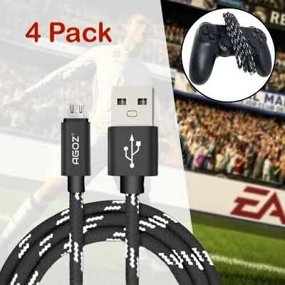 4 PacK Rugged FAST CHARGER Micro USB Cable Cord For PlayStation 4 PS4 Controller • $10.98