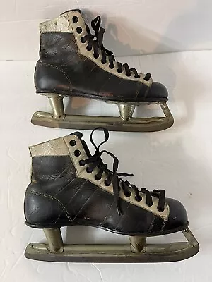 Vintage CCM Nemo Canada Cycle & Motor Leather Ice Skating Shoes Men’s Sz 8.5 • $58.96