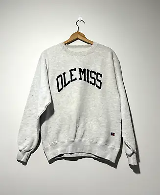 Vintage 90s Ole Miss Sweatshirt University Mississippi Team Russell USA Sz M • $24.50