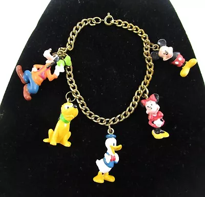 Vintage Disney Characters Novelty Bracelet With Plastic Charms 7 Inches • $36