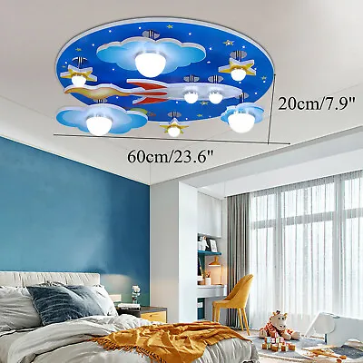 Cartoon Plane Ceiling Light Aircraft Children Pendant Lamp Kids Room Chandelier • $81.70