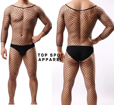 Men's Sexy Lingerie Mesh Babydoll For Party Body Stockings Fishnet Bodysuit • $9.90