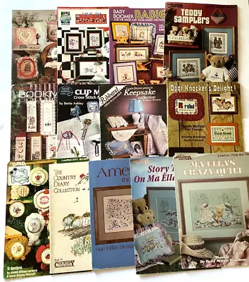 Lot 13 Assorted Vintage Cross Stitch Patterns Dalmations Bears America Bookmarks • $10.36