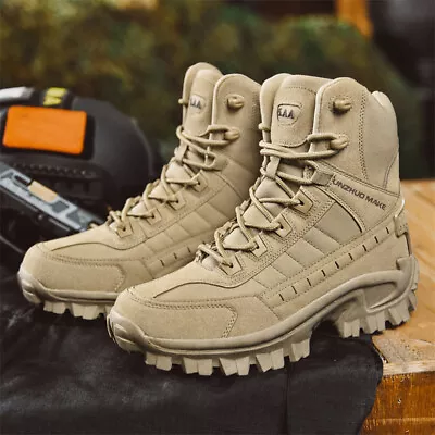 Men's Military Tactical Boots Motorcycle Waterproof Combat Hiking Shoes Non-Slip • $31.99