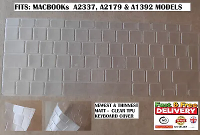 NEW TPU - ULTRA-THIN UK EU Keyboard Cover MacBook AIR 13 A2337 (M1) 2020 CLEAR • £3.95