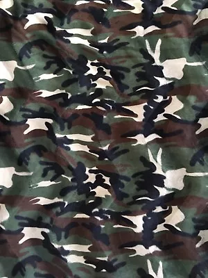 BTY Green Tan Camouflage Print Hunter Military Wave Minky Fabric Sew Quilt Craft • £13.50