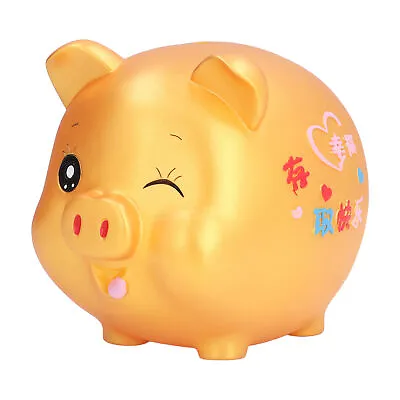 £16.51 • Buy (Happy Pig With Big Money-Golden) Bank Money Box Soft Plastic For