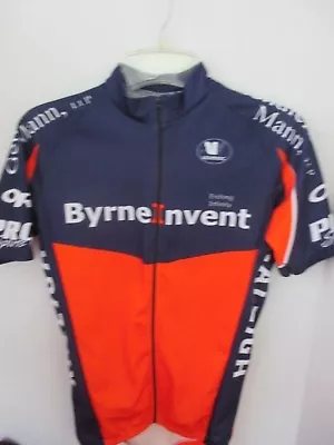 VERMARC~Navy & Orange BYRNE INVENT RACING Full Zip CYCLING JERSEY~Men's Small • $18.50