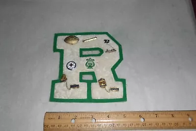 Vintage High School Letter “R” Patch Music W/ Pins Varsity Raton New Mexico 70s • $17.88