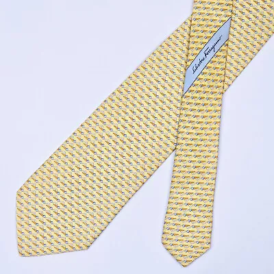 Salvatore Ferragamo Tie Necktie Freestyle Swimming On Yellow • $25