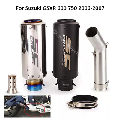 Slip For Suzuki GSXR 750 600 2006-2007 Exhaust Tips Black Muffler Mid Link Pipe • $127.79