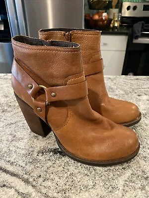 Kork Ease Farah Rust Brown Leather Harness Ankle Boots Size 9.5 EUC • $37.69