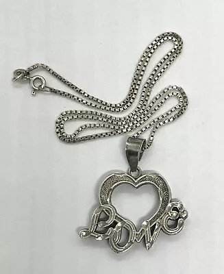 Vintage Remini USA Sterling Silver Heart Shape Love Pendant Necklace 16.1/4” • $75