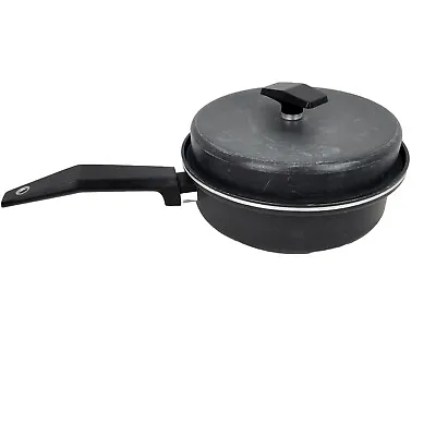 VTG Miracle Maid 8  2 QT Pot Anodized Aluminum Black 3 Handle West Bend 1968 USA • $22.22