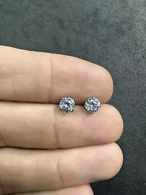 .8g Vintage Sterling Silver 925 CZ Stud Earrings Jewelry Lot P • $3