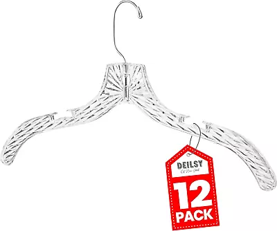 Clothes Hangers Plastic Set Of 12Pcs Heavy Duty Hangers Dresses T-Shirts Shirt  • $26.77