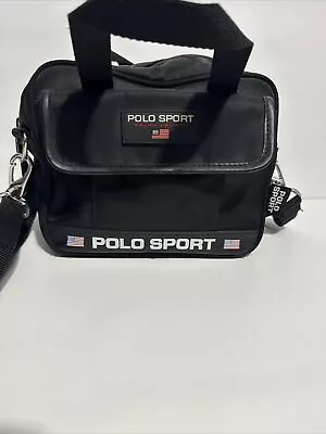 Polo Sport Ralph Lauren Vintage Crossbody Multi Pocket Black Messenger Bag • $44.88