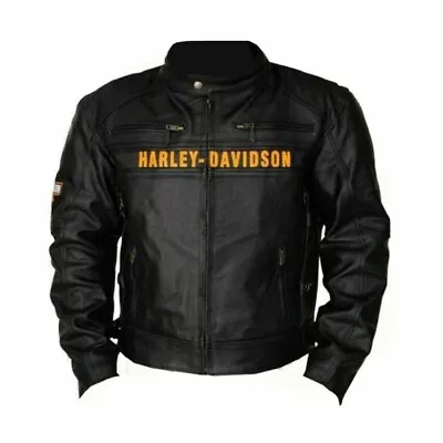 Men's Harley Davidson Motorcycle Biker Distressed Original Leather Jacket • $120